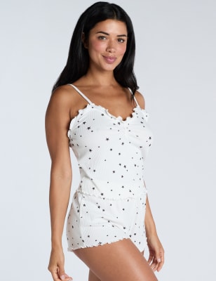 Boux Avenue Women's Star Ribbed Shortie Set - 10 - Ivory Mix, Ivory Mix