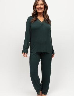 Cyberjammies Women's Jersey Pyjama Set - 10 - Green, Green