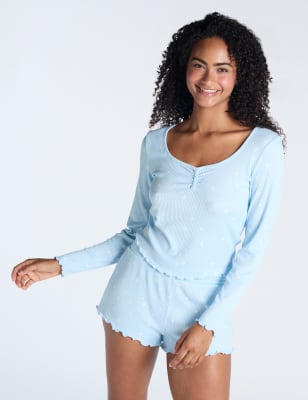 Boux Avenue Women's Ribbed Star Pyjama Set - 16 - Blue Mix, Blue Mix