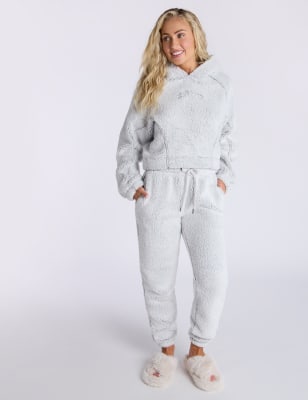 Boux Avenue Women's Borg Lounge Hoodie & Joggers Set - Grey, Grey