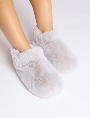 Boux Avenue Girls Cosy Faux Fur Slipper Boots - 38 - Grey, Grey