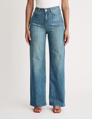 Nobody's Child High Waisted Wide Leg Jeans - 8REG - Blue, Blue