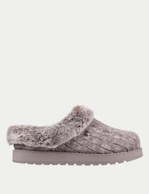 Skechers Women's Bobs Keepsakes Ice Angel Wide Fit Mule Slippers - 5 - Mauve, Mauve