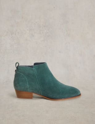 White Stuff Women's Suede Block Heel Ankle Boots - 4 - Teal, Teal