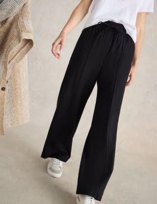 White Stuff Women's Drawstring Wide Leg Trousers - 8 - Black, Black