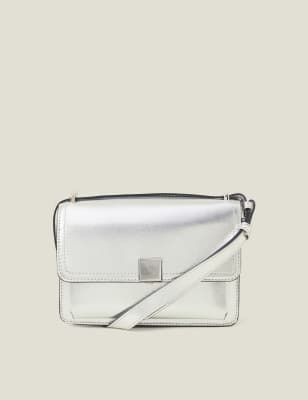 Accessorize Women's Metallic Cross Body Bag - Silver, Silver