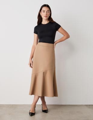 Finery London Women's Jersey Midi A-Line Skirt - 14 - Navy, Navy,Black