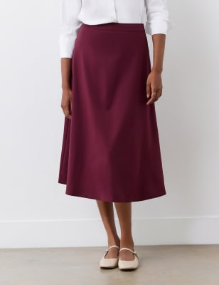 Finery London Women's Ponte Jersey Midi A-Line Skirt - 8 - Black, Black,Burgundy,Navy