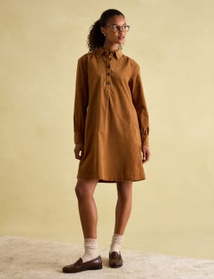 Joules Women's Cord Mini Shirt Dress - 14 - Tan, Tan