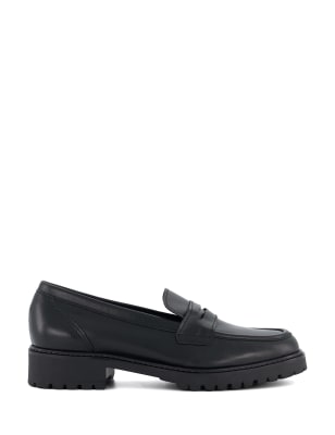 Dune London Women's Wide Fit Leather Slip On Loafers - 5 - Black, Black