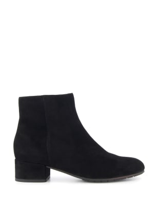 Dune London Women's Wide Fit Suede Block Heel Ankle Boots - 4 - Black, Black