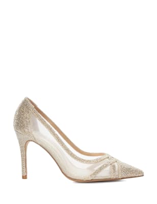 Dune London Women's Glitter Slip On Stiletto Heel Court Shoes - 6 - Gold, Gold