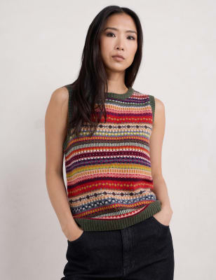 Seasalt Cornwall Women's Merino Wool Rich Fair Isle Knitted Vest - 8 - Multi, Multi