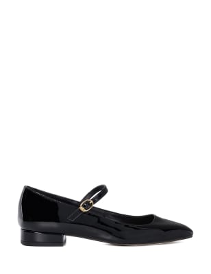 Dune London Women's Patent Buckle Block Heel Pumps - 8 - Black, Black