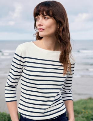 Seasalt Cornwall Women's Pure Cotton Striped Top - 18 - Natural Mix, Natural Mix