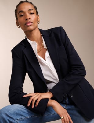 Baukjen Women's Single Breasted Longline Blazer - 8 - Dark Navy, Dark Navy