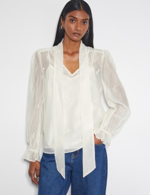 Monsoon Women's Blouson Sleeve Blouse - 8 - Ivory Mix, Ivory Mix