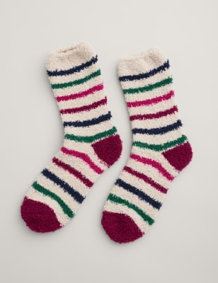 Seasalt Cornwall Women's Cosy Striped Fluffy Socks - Pink Mix, Pink Mix