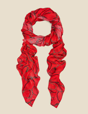 Sosandar Women's Chain Print Scarf - Red Mix, Red Mix