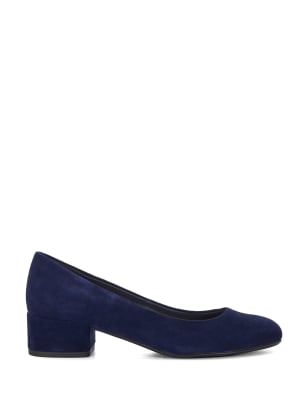 Dune London Women's Suede Block Heel Court Shoes - 4 - Navy, Navy