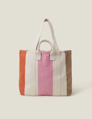 Accessorize Women's Cotton Rich Colour Block Tote Bag - Natural Mix, Natural Mix