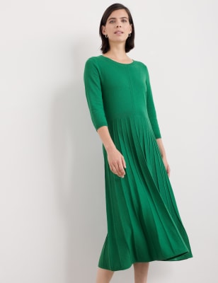 Seasalt Cornwall Women's Knitted Midi Jumper Dress with Merino Wool - 14REG - Green, Green