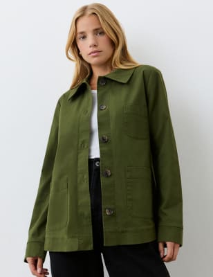 Finery London Women's Collared Shacket - 12 - Khaki, Khaki