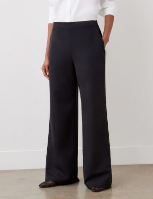 Finery London Women's Elasticated Waist Wide Leg Trousers - 16REG - Navy, Navy