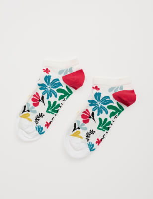 Seasalt Cornwall Women's Cotton Rich Floral Trainer Socks - Multi, Multi