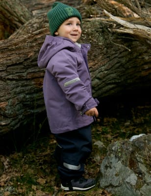 Polarn O. Pyret Waterproof Lightweight Hooded Coat (9 Mths - 10 Yrs) - 5-6 Y - Purple, Purple,Green