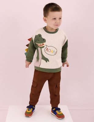 Jojo Maman Bb Boys Pure Cotton Dinosaur Sweatshirt (6 Mths - 6 Yrs) - 18-24 - Multi, Multi