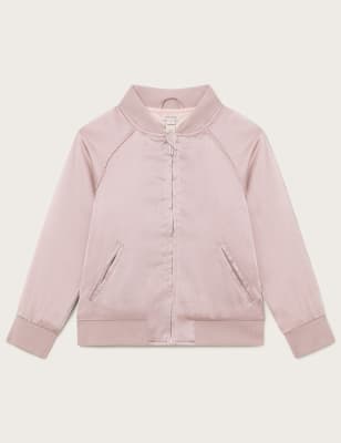 Monsoon Girls SEW HAMMERED SATIN BOMBER JACKET - 7-8 Y - Light Pink, Light Pink