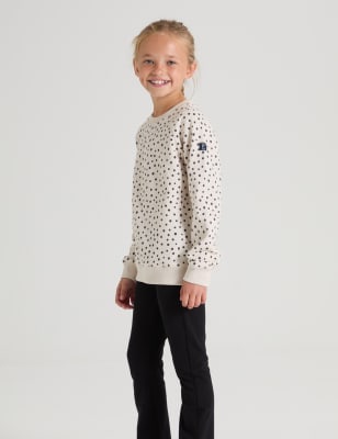 Polarn O. Pyret Girls Pure Cotton Polka Dot Sweatshirt (12 Mths-10 Yrs) - 4-5 Y - Beige Mix, Beige M