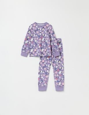 Polarn O. Pyret Girls Cotton Rich Floral Pyjamas (1-10 Yrs) - 6-8Y - Purple Mix, Purple Mix