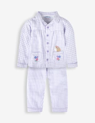 Jojo Maman Bb Pure Cotton Checked Hedgehog Pyjamas (1-7 Yrs) - 2-3 Y - Purple Mix, Purple Mix