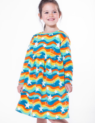 Frugi Girls Cotton Rich Star Print Dress (18 Mths-10 Yrs) - 2-3 Y - Multi, Multi