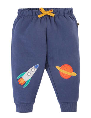 Frugi Boys Pure Cotton Space Joggers (0-5 Yrs) - 18-24 - Blue Mix, Blue Mix