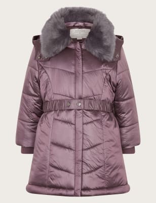 Monsoon Girls Quilted Coat (3-15 Yrs) - 12-13 - Purple, Purple