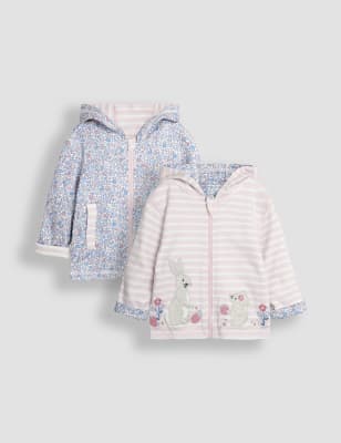 Jojo Maman Bb Girls Bunny & Mouse Applique Reversible Hoodie - 2-3 Y - Pink Mix, Pink Mix