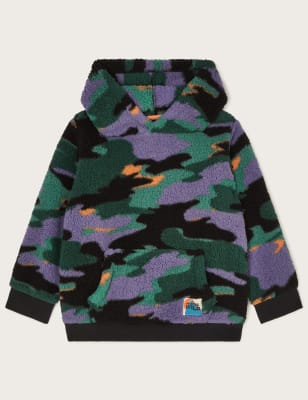 Monsoon Boys Camo Borg Fleece Hoodie - 7-8 Y - Multi, Multi