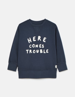 Joules Cotton Rich Here Comes Trouble Sweatshirt (2-11 Yrs) - 4 - Yellow, Yellow