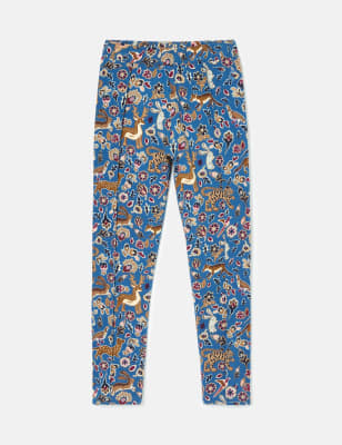 Joules Girls Cotton Rich Animal Floral Print Trousers (2-10 Yrs) - 10y - Navy Mix, Navy Mix