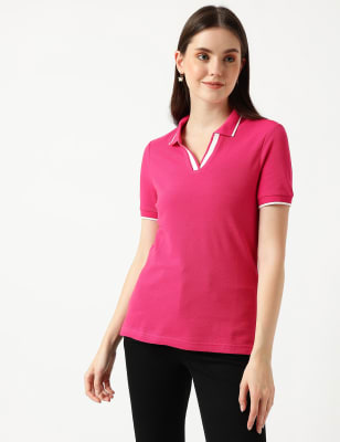 

Marks & Spencer Pure Cotton Polo Neck T-Shirt (FEMALE, DARK PINK, 8)