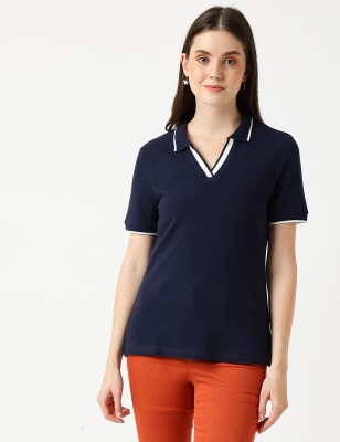 

Marks & Spencer Pure Cotton Polo Neck T-Shirt (FEMALE, NAVY, 8)