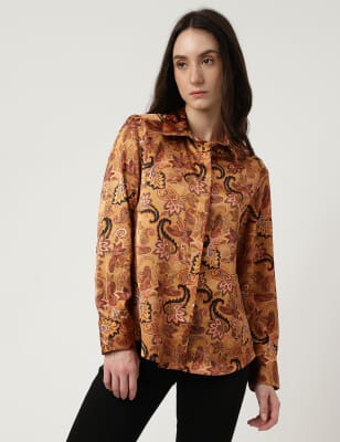 

Marks & Spencer Satin Printed Collared Shirt (FEMALE, MULTI, 10)
