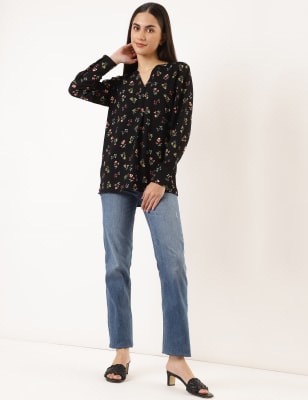 

Marks & Spencer Printed V-Neck Top (FEMALE, BLACK MIX, 8)