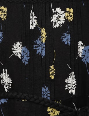 Linen Mix Lace Detailed Dress, BLACK MIX, swatch