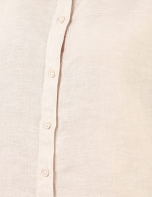 Pure Linen Plain Spread Collar Shirt, FLAX, swatch