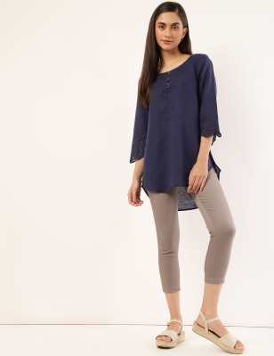 

Marks & Spencer Linen Mix Plain Round Neck Tunic (FEMALE, INK, 10)