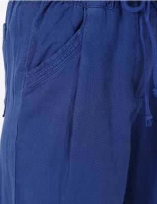 Linen Rich Paperbag Tapered Trousers, COBALT, swatch